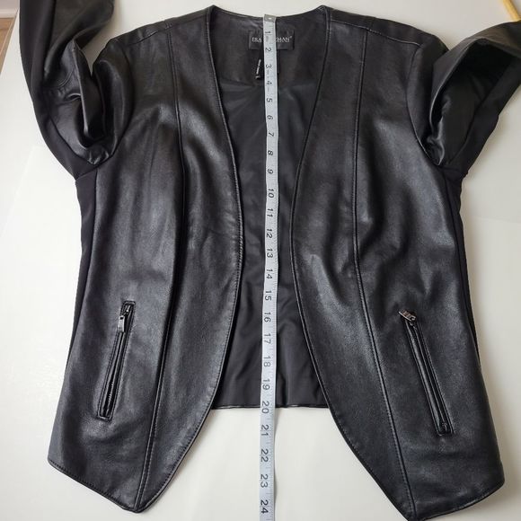 Frank Lyman Faux Leather Open Front Jacket Black 10 - Picture 9 of 12